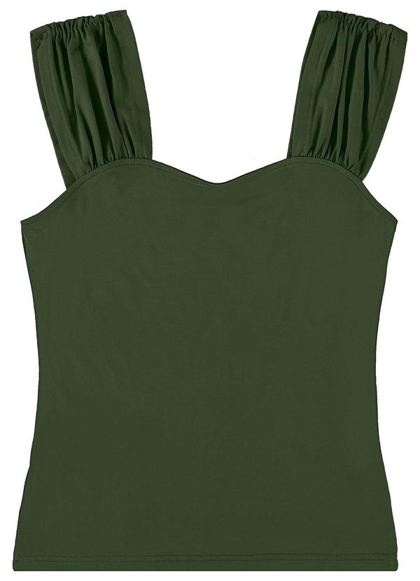 Enfim - Blusa Justa com Alça Franzida Verde