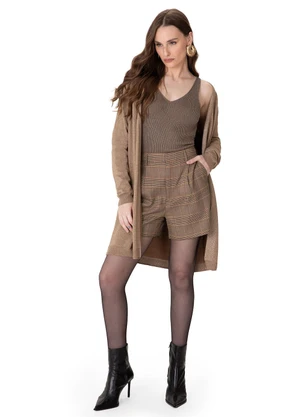 Enfim - Blusa Justa em Tricot Lurex Bege - ENFIM