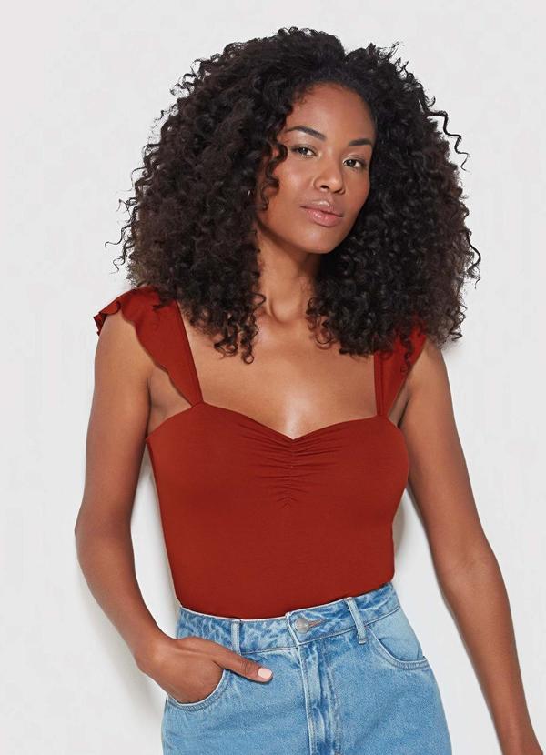 Enfim - Blusa Justa em Viscose Terracota