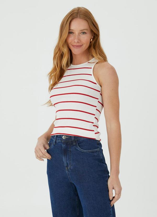 Malwee - Blusa Justa Listrada Vermelho