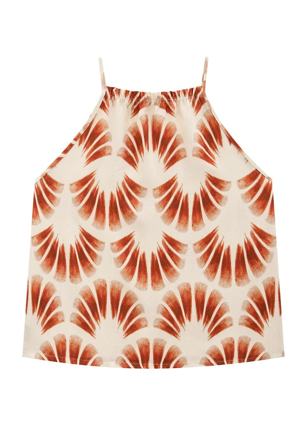 Enfim - Blusa Laranja Ampla Geométrica