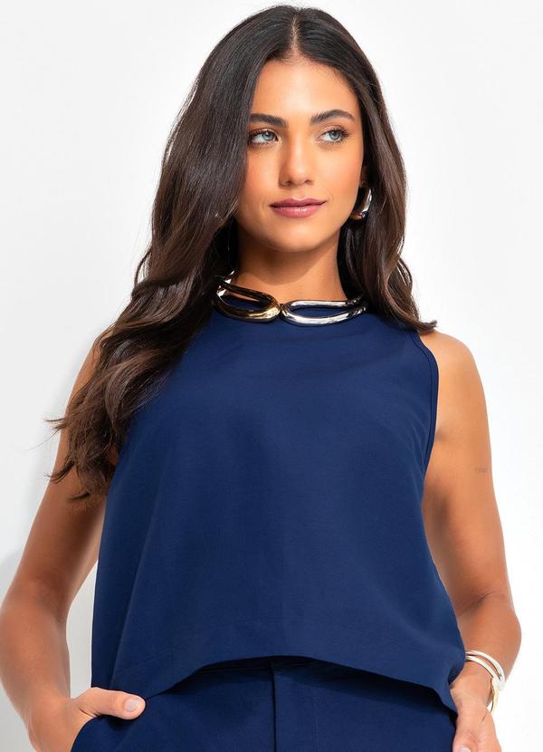 Colcci - Blusa Linho Azul
