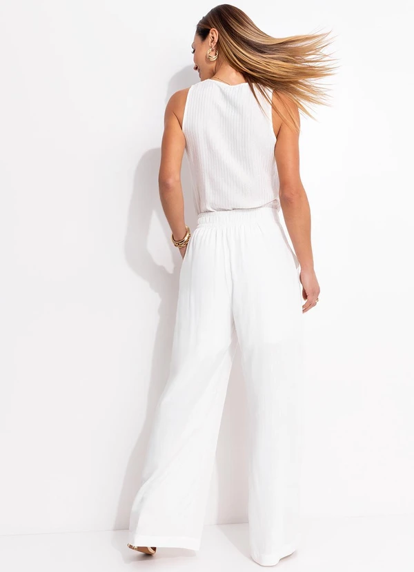 Quintess - Blusa Listrado Off White em Viscose Plana 5
