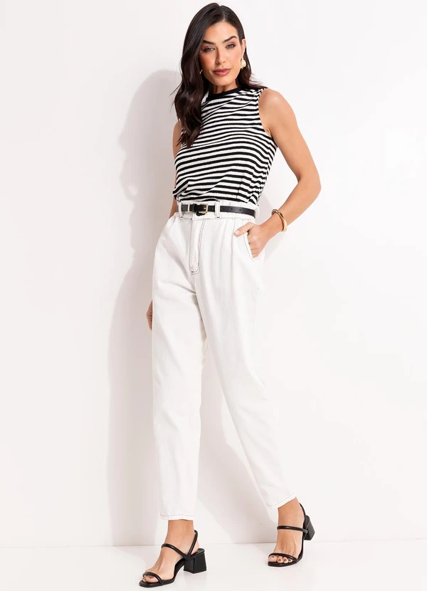 Quintess - Blusa Listrado Preto e Branco em Meia Malha 3