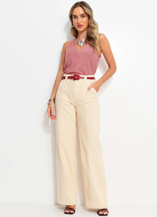 Bimini - Blusa Listrado Vermelho em Meia Malha Listrada 3