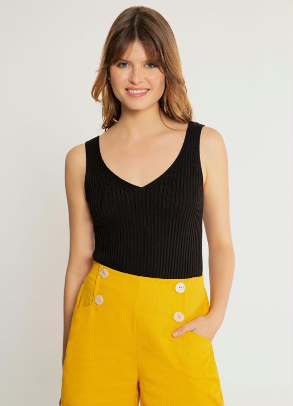 Lunender - Blusa Malha Acrilico Preto