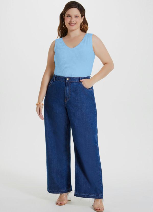 Lunender Mais Mulher - Blusa Malha Canelado Tracy Azul 2