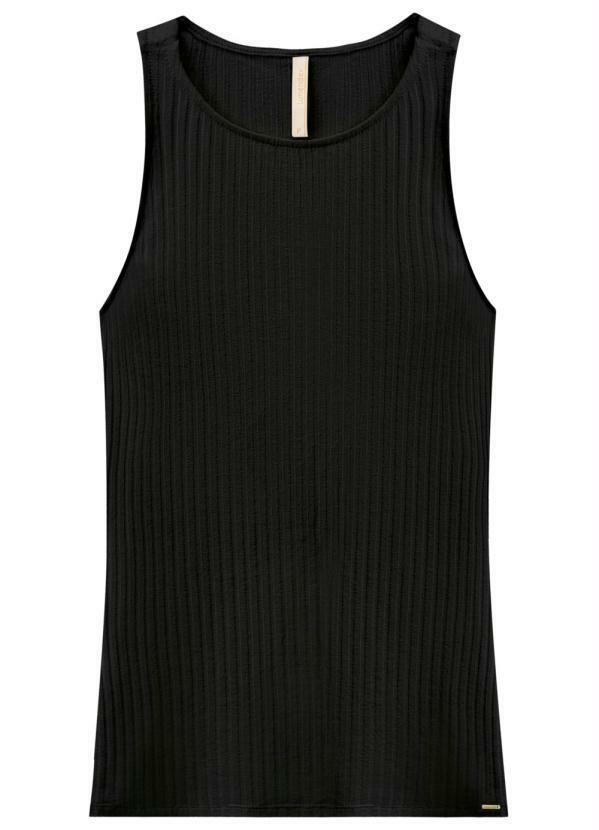 Lunender - Blusa Malha Canelado Tracy Preto