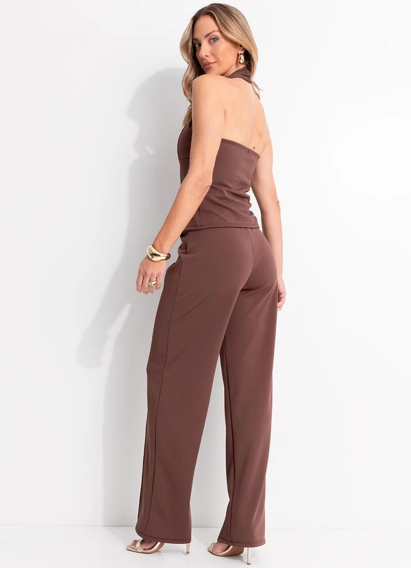 Quintess - Blusa Marrom em Malha Ponto Roma Sarjado 5