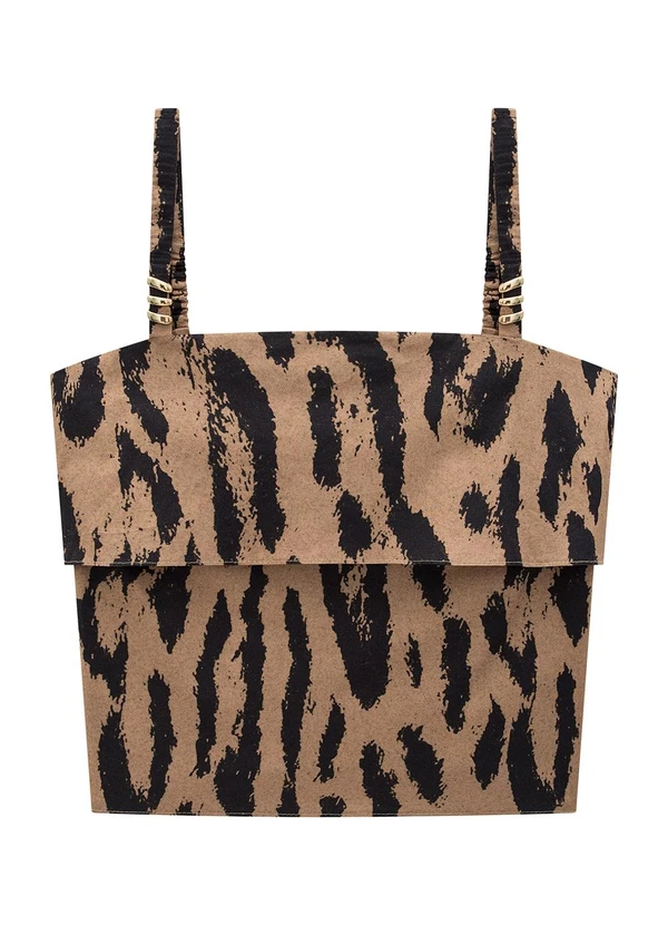 Enfim - Blusa Marrom Justa Animal Print