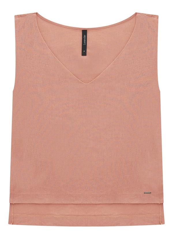 Lunender - Blusa Mullet em Tecido Linho com Decote V Rosa