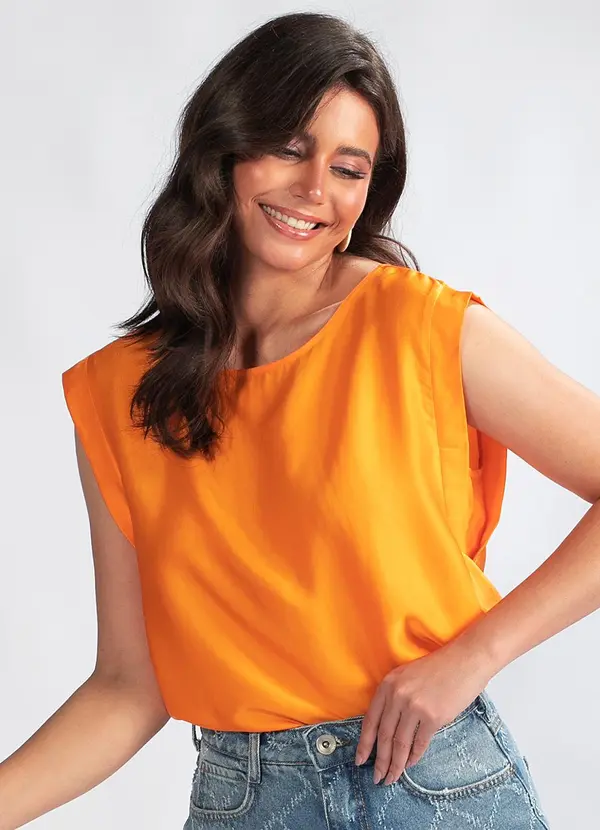 Colcci - Blusa Muscle Tee Viscose Laranja
