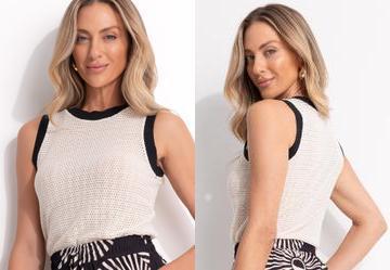 Blusa Natural em Malha Crochet