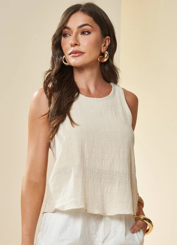 Doce Trama - Blusa Nature em Viscose Branco 1