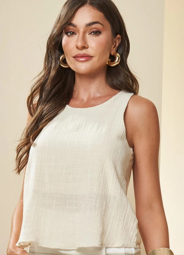 Doce Trama - Blusa Nature em Viscose Branco 5