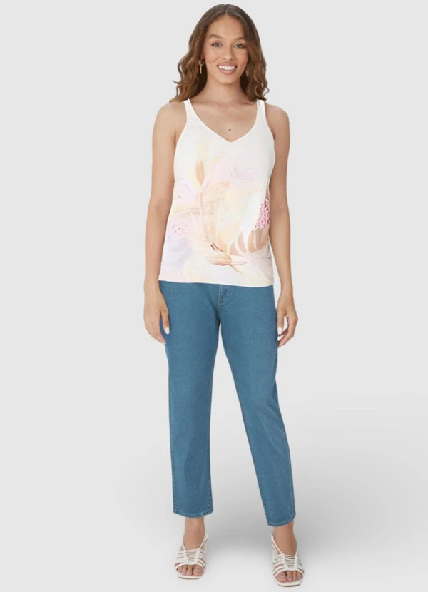 Malwee - Blusa Off White Ampla Floral em Viscolinho 3
