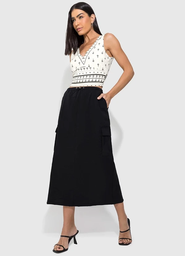 Enfim - Blusa Off White Cropped Paisley 2