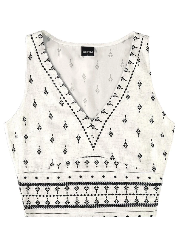 Enfim - Blusa Off White Cropped Paisley 3