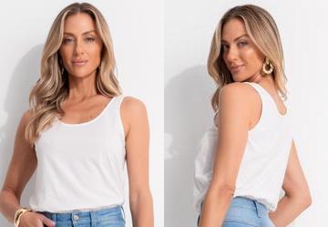 Blusa Off White em Malha de Algodo Penteado