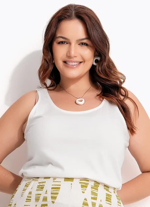 Quintess - Blusa Off White em Malha de Algodão Penteado - QUINTESS
