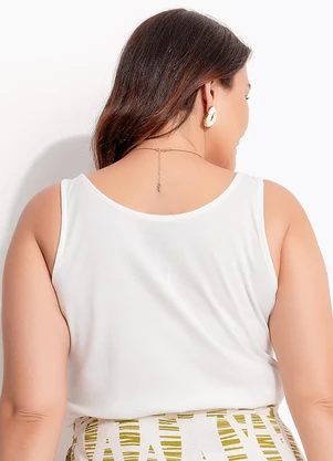 Quintess - Blusa Off White em Malha de Algodão Penteado - QUINTESS