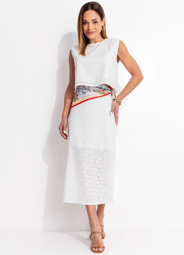 Quintess - Blusa Off White em Tecido Laise 11