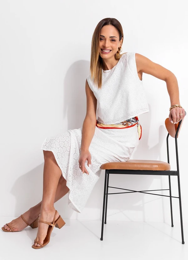 Quintess - Blusa Off White em Tecido Laise 14