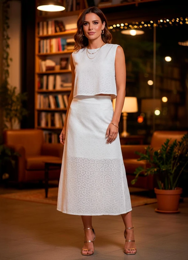 Quintess - Blusa Off White em Tecido Laise 3