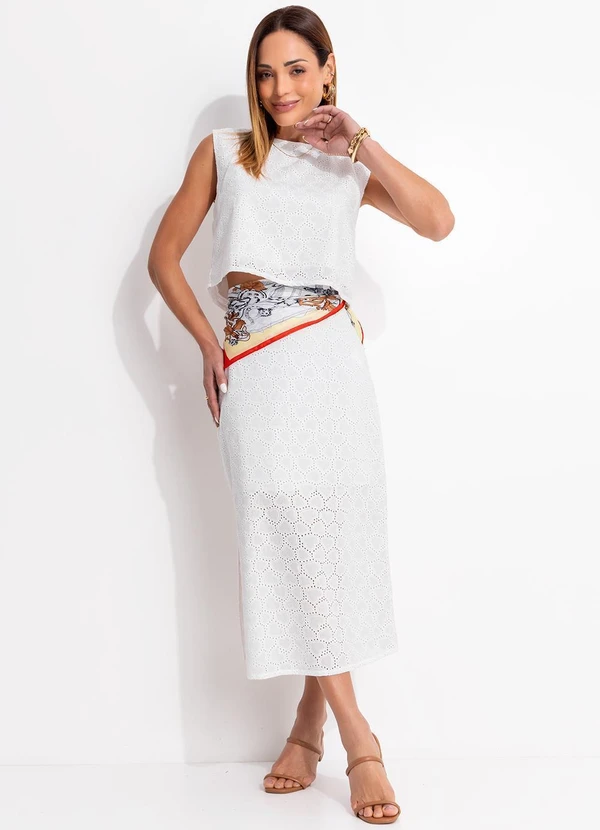 Quintess - Blusa Off White em Tecido Laise 10