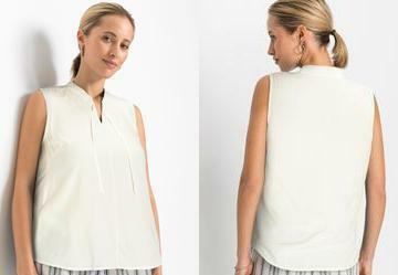 Blusa Off White em Viscose Plana
