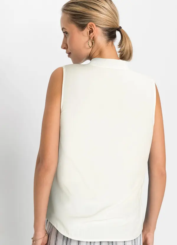 bonprix - Blusa Off White em Viscose Plana 2