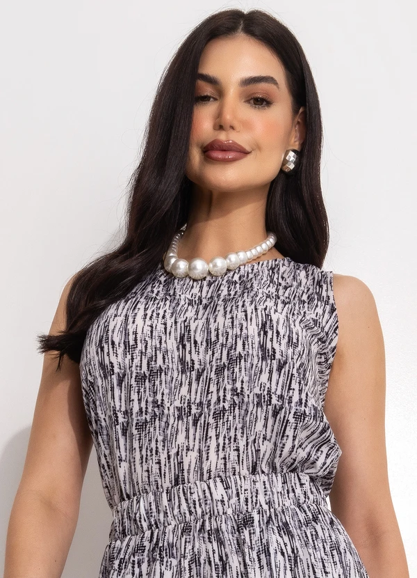 Quintess - Blusa Poá Abstrato em Crepe Plano