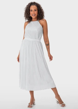 Malwee - Blusa Prateada Ampla Plissada - MALWEE