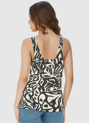 Malwee - Blusa Preta Ampla Abstrata em Viscolinho - MALWEE