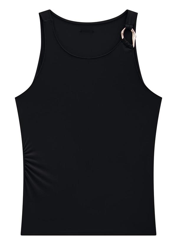 Enfim - Blusa Preta Assimétrica em Jersey