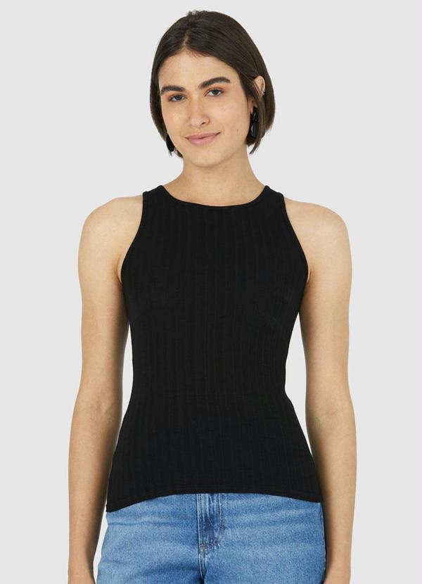 Malwee - Blusa Preta Canelada em Viscose 5