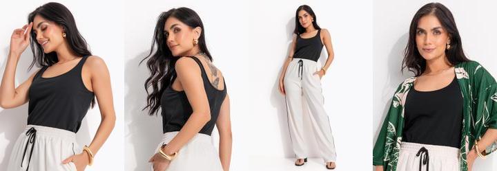 Blusa Preta em Malha Crepe Encorpada