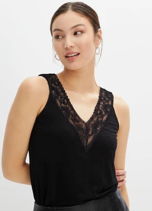 bonprix - Blusa Preta em Malha de Viscose - BONPRIX
