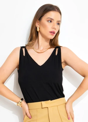 Quintess - Blusa Preta em Malha de Viscose - QUINTESS