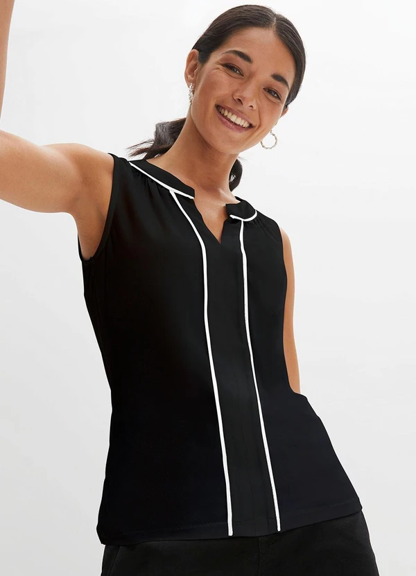 bonprix - Blusa Preta em Malha de Viscose