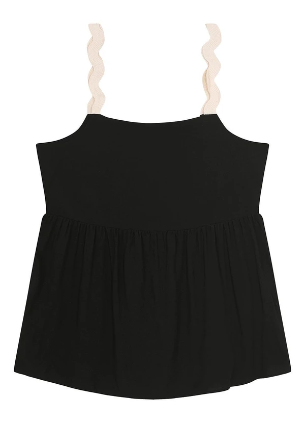 Malwee - Blusa Preta Evasê com Lastex 6