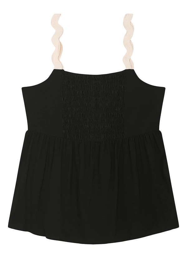 Malwee - Blusa Preta Evasê com Lastex 7