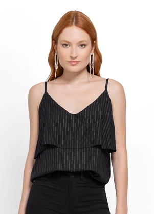 Enfim - Blusa Preta Evasê com Lurex - ENFIM