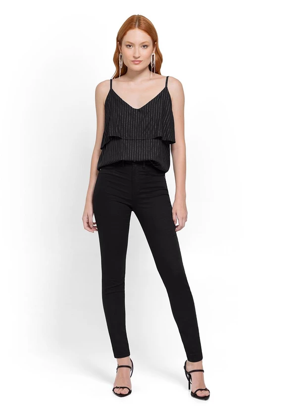 Enfim - Blusa Preta Evasê com Lurex 2