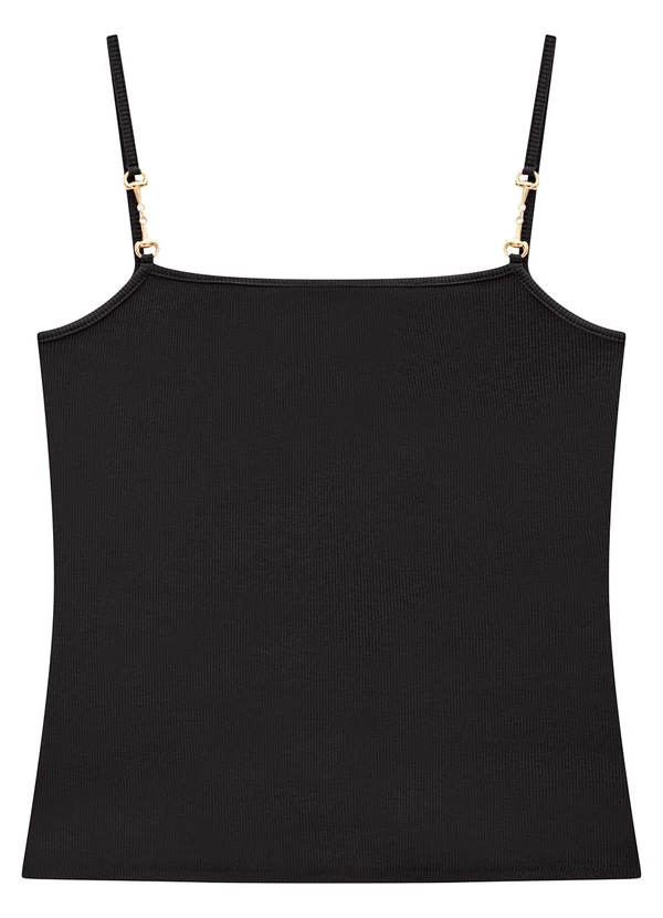 Enfim - Blusa Preta Justa com Pingente 3