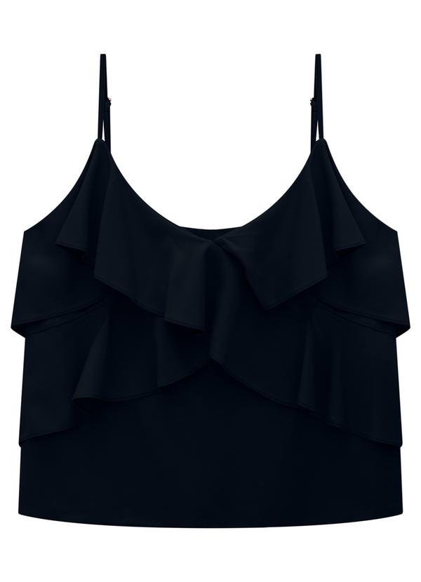 Enfim - Blusa Preto Babados em Crepe
