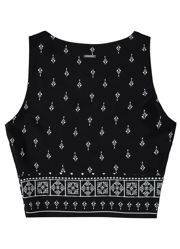 Enfim - Blusa Preto Cropped Paisley 2