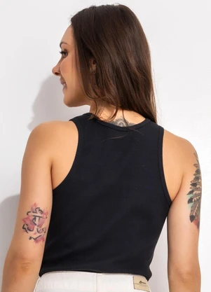 Bimini - Blusa Preto em Canelado - BIMINI
