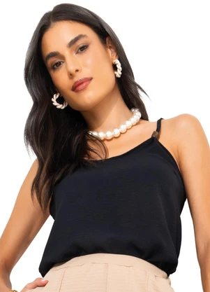 Quintess - Blusa Preto em Crepe Plano - QUINTESS