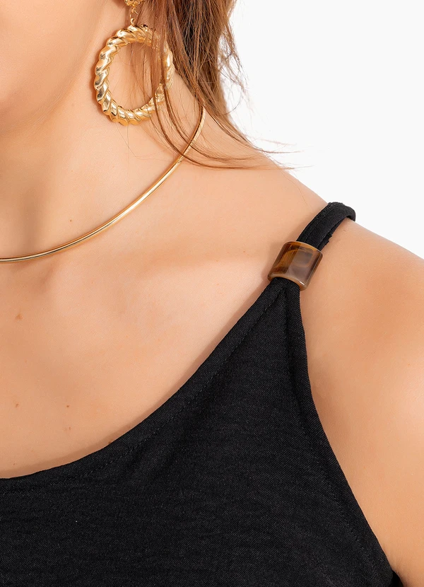 Quintess - Blusa Preto em Crepe Plano